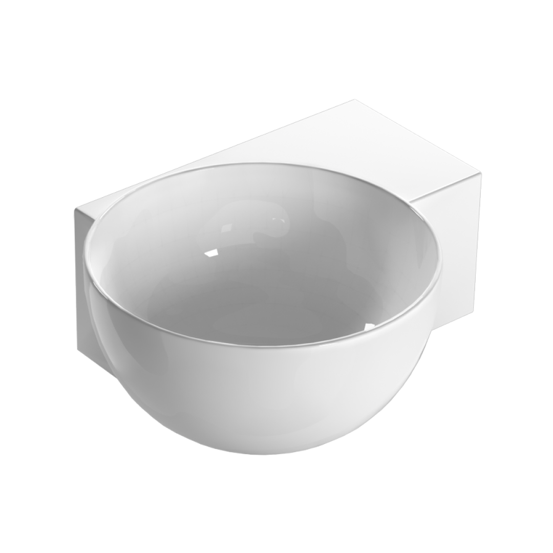 Globo T-Edge 400 Geometric Hand Rinse Wall or Countertop Basin (No Tap Hole) - Gloss White TE040BI