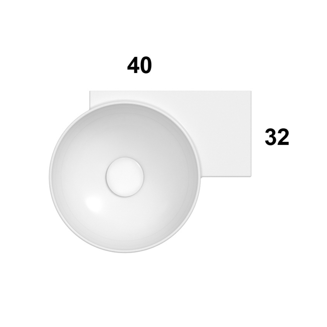 Globo T-Edge 400 Geometric Hand Rinse Wall or Countertop Basin (No Tap Hole) - Gloss White TE040BI