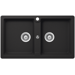 Abey Schock Typos Inset Double Bowl Sink 1TH - Onyx - TN200B