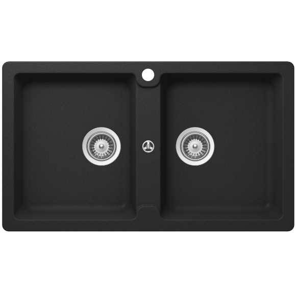 Abey Schock Typos Inset Double Bowl Sink 1TH - Onyx - TN200B