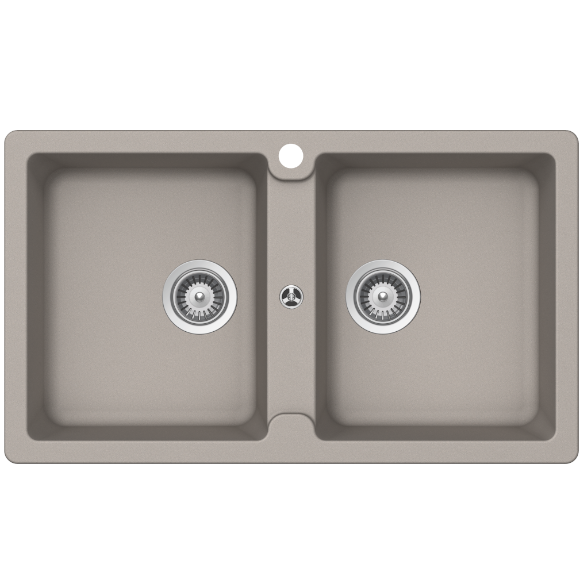 Abey Schock Typos Inset Double Bowl Sink 1TH - Concrete - TN200C