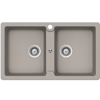 Abey Schock Typos Inset Double Bowl Sink 1TH - Concrete - TN200C