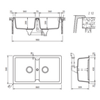 Abey Schock Typos Inset Double Bowl Sink 1TH - Alpina - TN200W