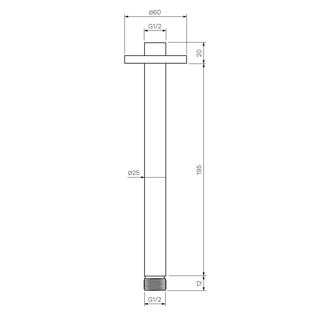 Parisi Tondo Ceiling Shower Arm 200mm - Matte Bronze - TO.SA.1C.48