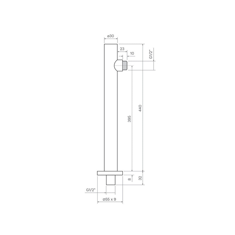 Parisi Tondo Wall Shower Arm 440mm - Matte Black