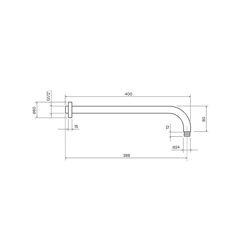 Parisi Tondo Curved Wall Shower Arm 440mm - Fucile