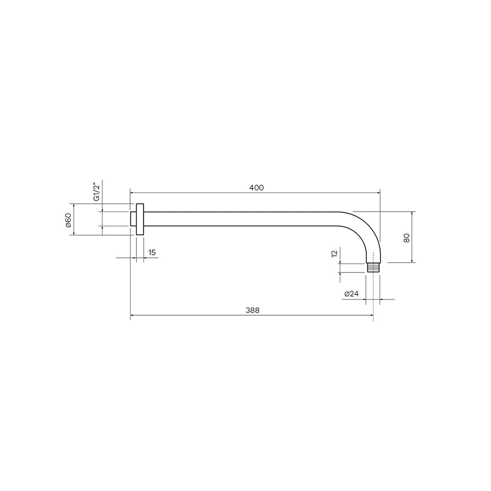 Parisi Tondo Curved Wall Shower Arm 440mm - Brushed Nickel - TO.SA.1WC.41