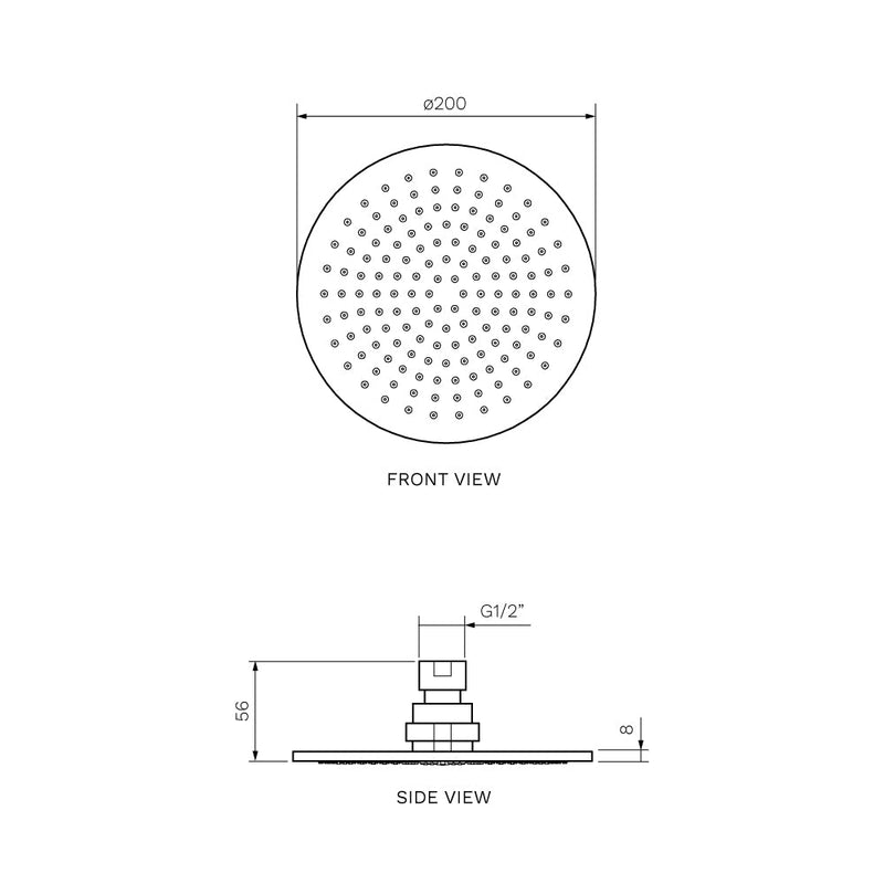 Parisi Tondo Round Shower Head 200mm (Brass) - Brushed Brass