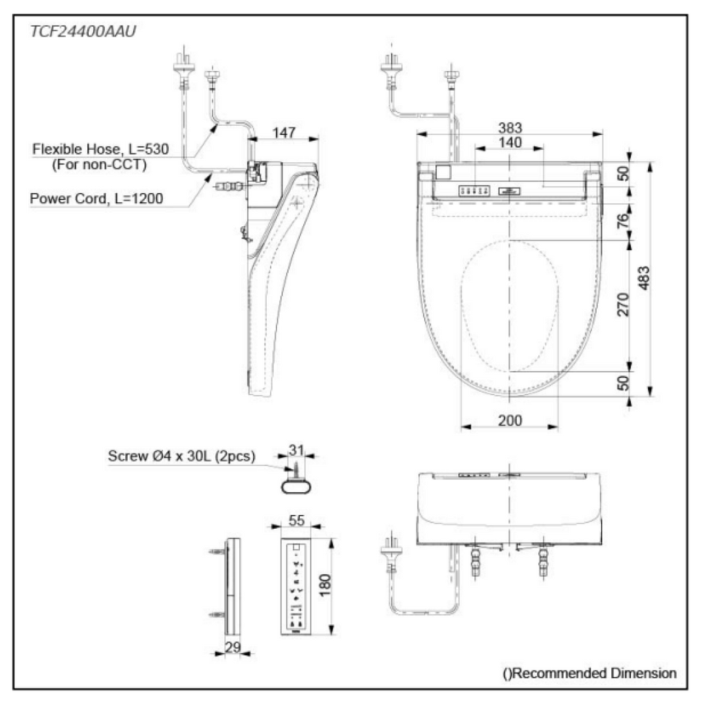 TOTO C5 Washlet with Remote Control - TCF24400AAU