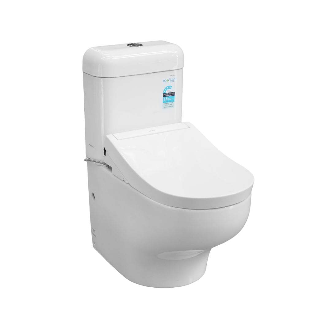 TOTO Hayon Close Coupled Smart Toilet Suite - Includes S5 TCF34220GAU Washlet - CW252PJT1WS + SW252JPT1/252-8P + TCF34220GAU + THX918