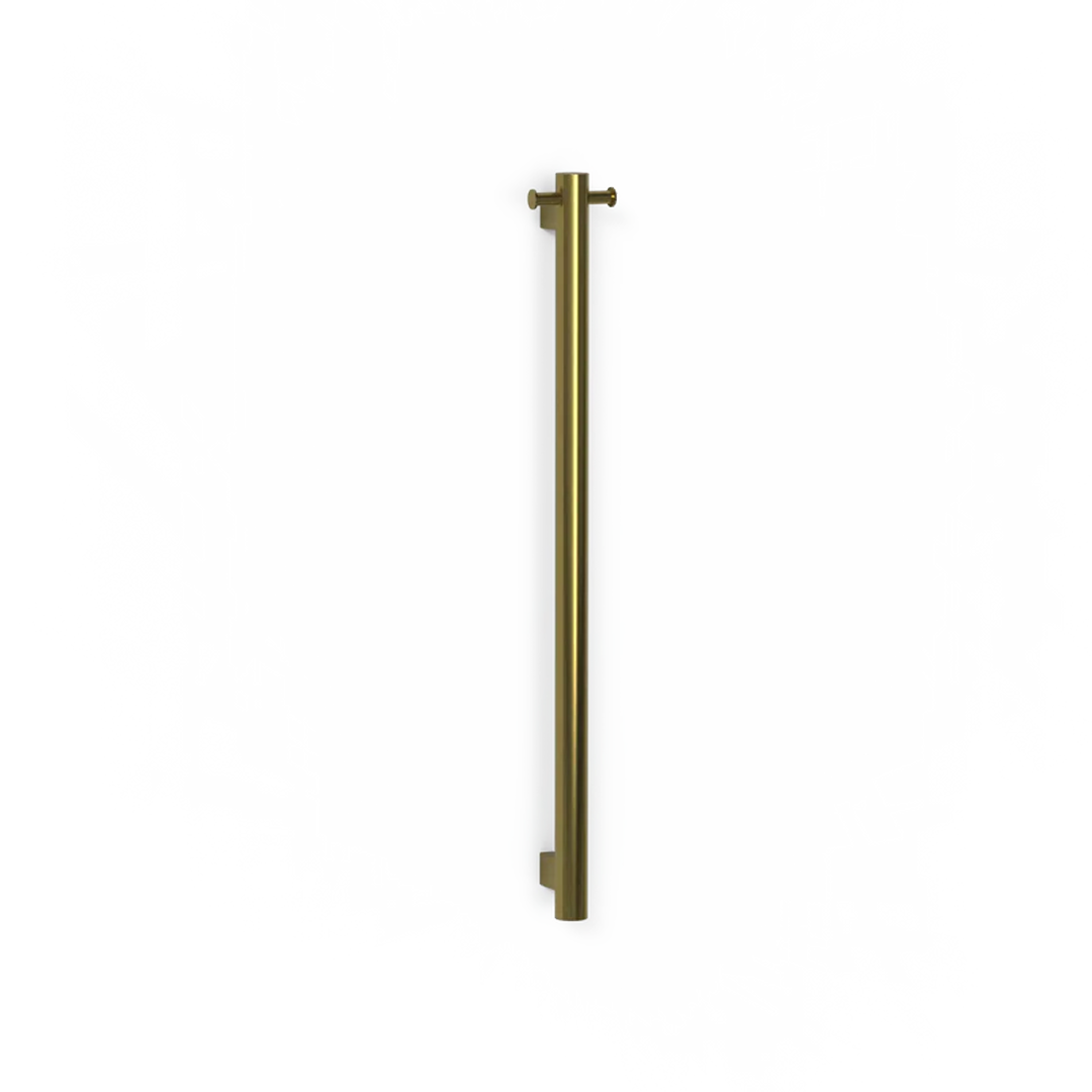 Avenir Grab 24V 90cm Vertical Heated Towel Rail with Robe Hook - PVD Brushed Gold - TRH6RH-90_BG