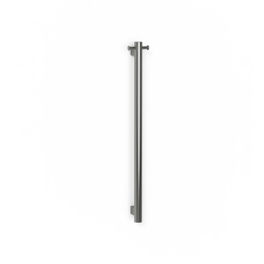 Avenir Grab 24V 90cm Vertical Heated Towel Rail with Robe Hook - Brushed Stainless Steel - TRH6RH-90_BS