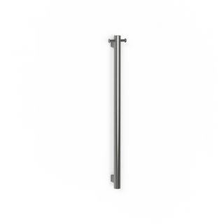 Avenir Grab 24V 90cm Vertical Heated Towel Rail with Robe Hook - Brushed Stainless Steel - TRH6RH-90_BS