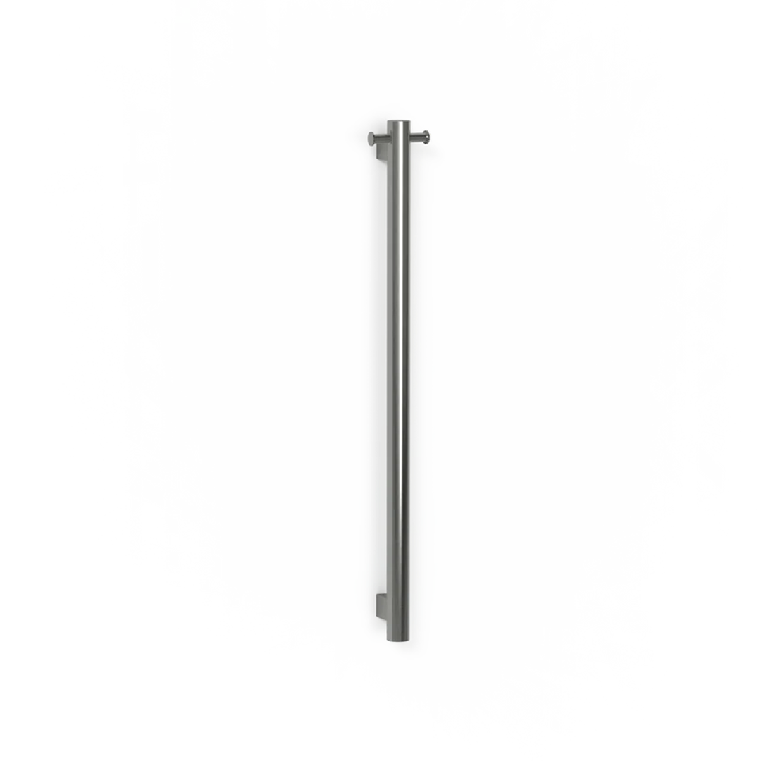 Avenir Grab 24V 90cm Vertical Heated Towel Rail with Robe Hook - Brushed Stainless Steel - TRH6RH-90_BS