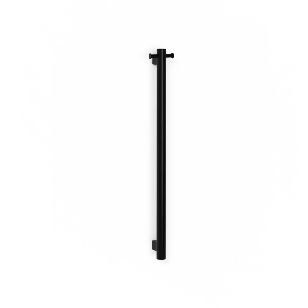Avenir Grab 24V 90cm Vertical Heated Towel Rail with Robe Hook - Matte Black - TRH6RH-90_MB