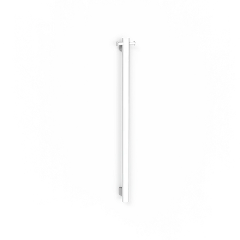 Avenir Grab 24V 90cm Vertical Heated Towel Rail with Robe Hook - Matte White - TRH6RH-90_MW