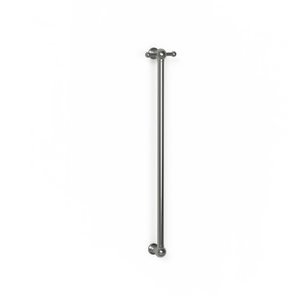 Avenir Classic 24V 90cm Vertical Heated Towel Rail with Robe Hook - Brushed Nickel - TRH8RH-90_BN