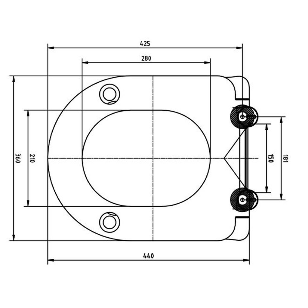Haron TS-2023 High Style D-Shape Slow Close Seat with 50mm Raised Height