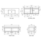 Parisi Float Twenty 1200 Wall Mounted Cabinet with Integrated Bowl Top 1TH - Matte Black - Right - TW-FT-1201R-MB