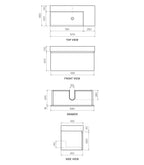 Parisi Rocki Twenty 1000 Wall Mounted Cabinet with Right Bowl Top 1TH - Right Basin Position - Steel Oak - TW-R-1001R-ST
