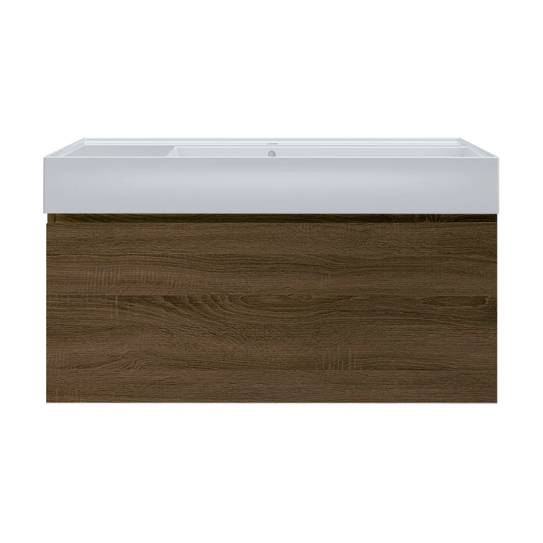Parisi Rocki Twenty 1000 Wall Mounted Cabinet with Right Bowl Top 1TH - Right Basin Position - Moka - TW-R-1001R-MK