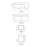 Parisi Rocki Twenty 1200 Wall Mounted Cabinet with Right Bowl Top 1TH - Right Basin Position - Steel Oak - TW-R-1201R-ST