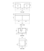 Parisi Rocki Twenty 1400 Wall Mounted Cabinet with Double Bowl Top - Moka - TW-R-1401D-MK