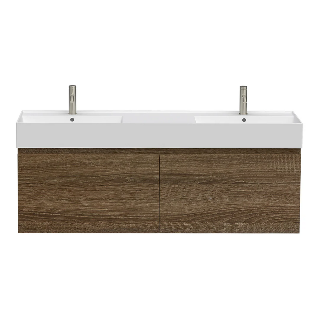 Parisi Rocki Twenty 1400 Wall Mounted Cabinet with Double Bowl Top - Moka - TW-R-1401D-MK