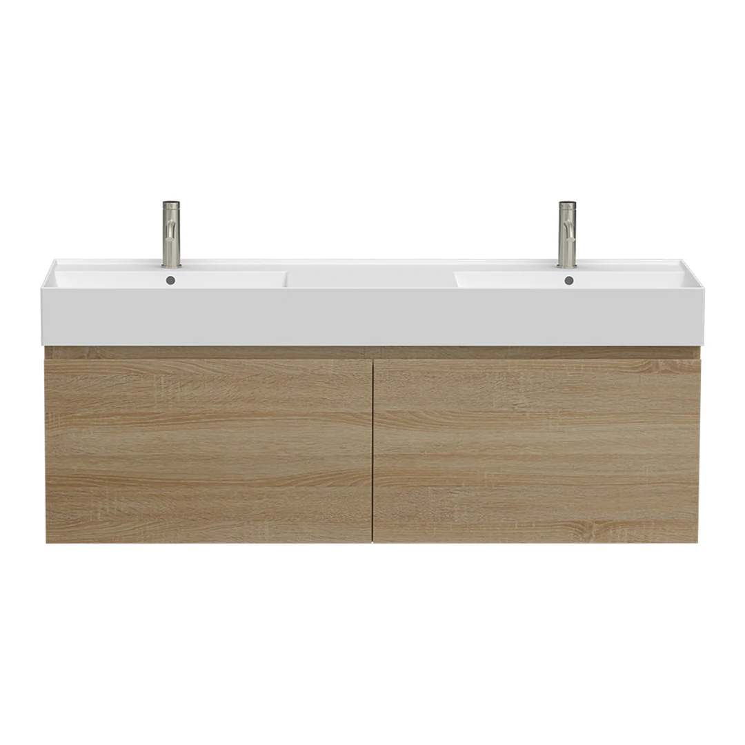 Parisi Rocki Twenty 1400 Wall Mounted Cabinet with Double Bowl Top - Sahara - TW-R-1401D-SH