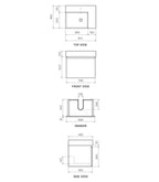 Parisi Rocki Twenty 600 Wall Mounted Cabinet with Right Bowl Top 1TH - Left Basin Position - Sahara - TW-R-601L-SH
