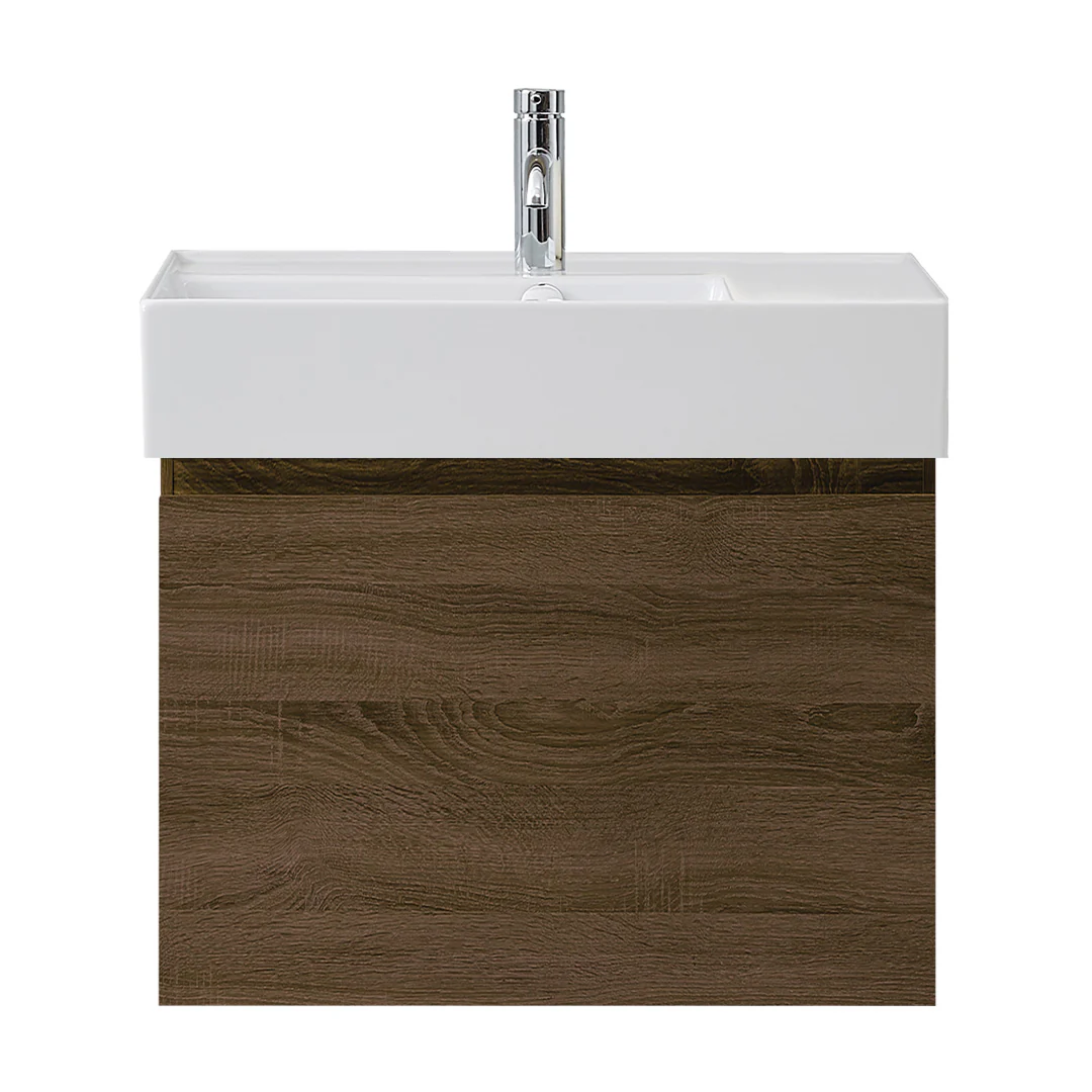 Parisi Rocki Twenty 600 Wall Mounted Cabinet with Right Bowl Top 1TH - Left Basin Position - Moka - TW-R-601L-MK