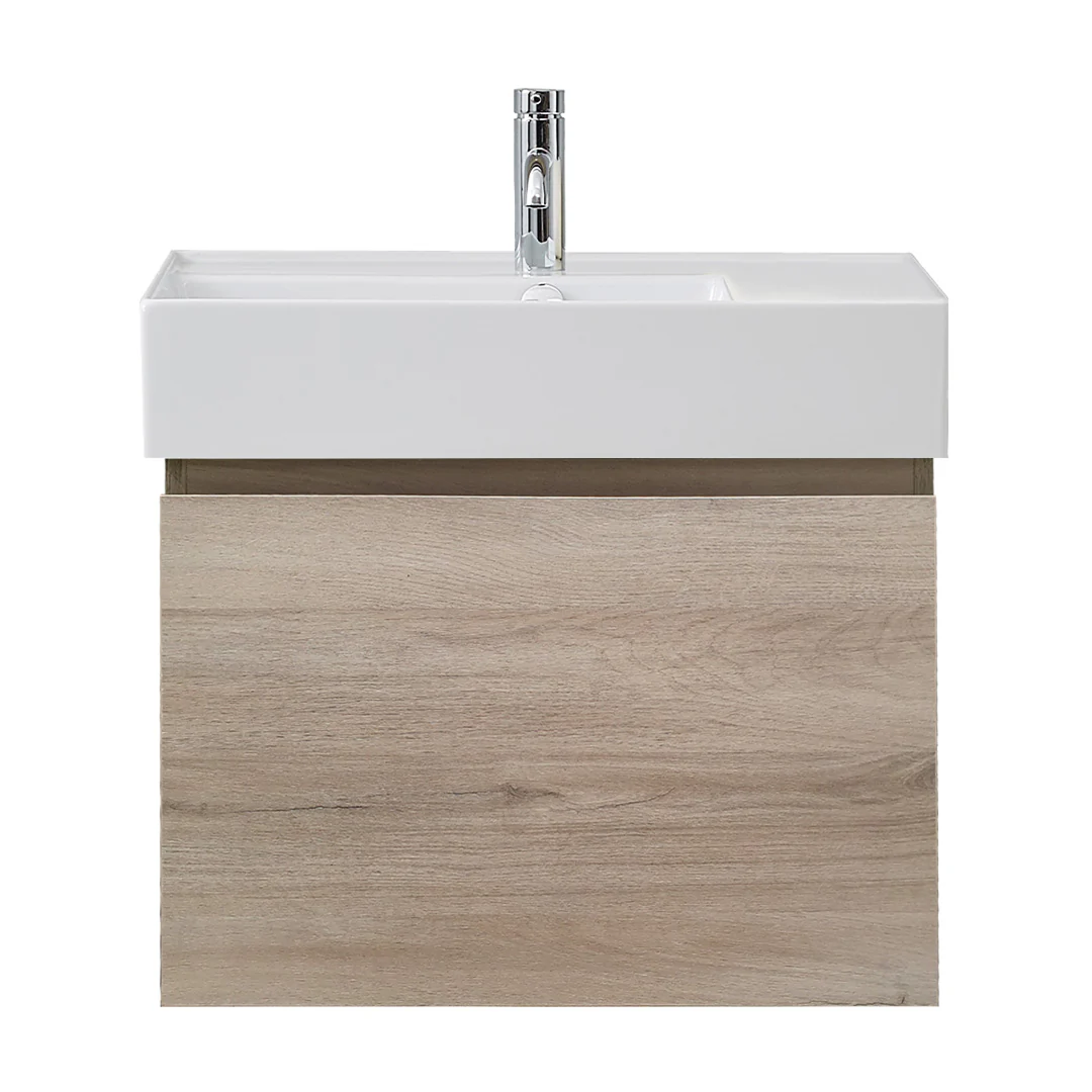 Parisi Rocki Twenty 600 Wall Mounted Cabinet with Right Bowl Top 1TH - Left Basin Position - Steel Oak - TW-R-601L-ST