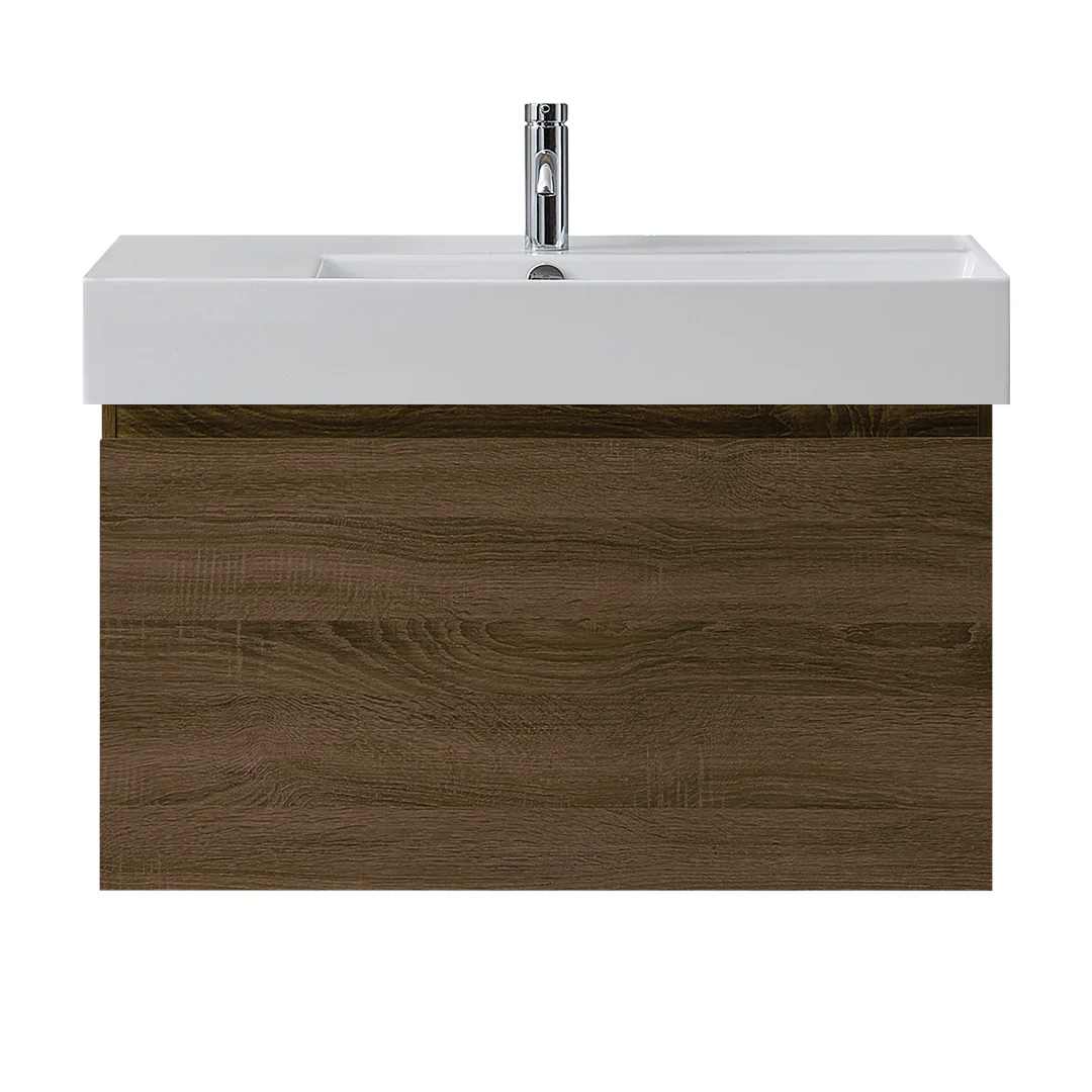 Parisi Rocki Twenty 800 Wall Mounted Cabinet with Right Bowl Top 1TH - Right Basin Position - Moka - TW-R-801R-MK