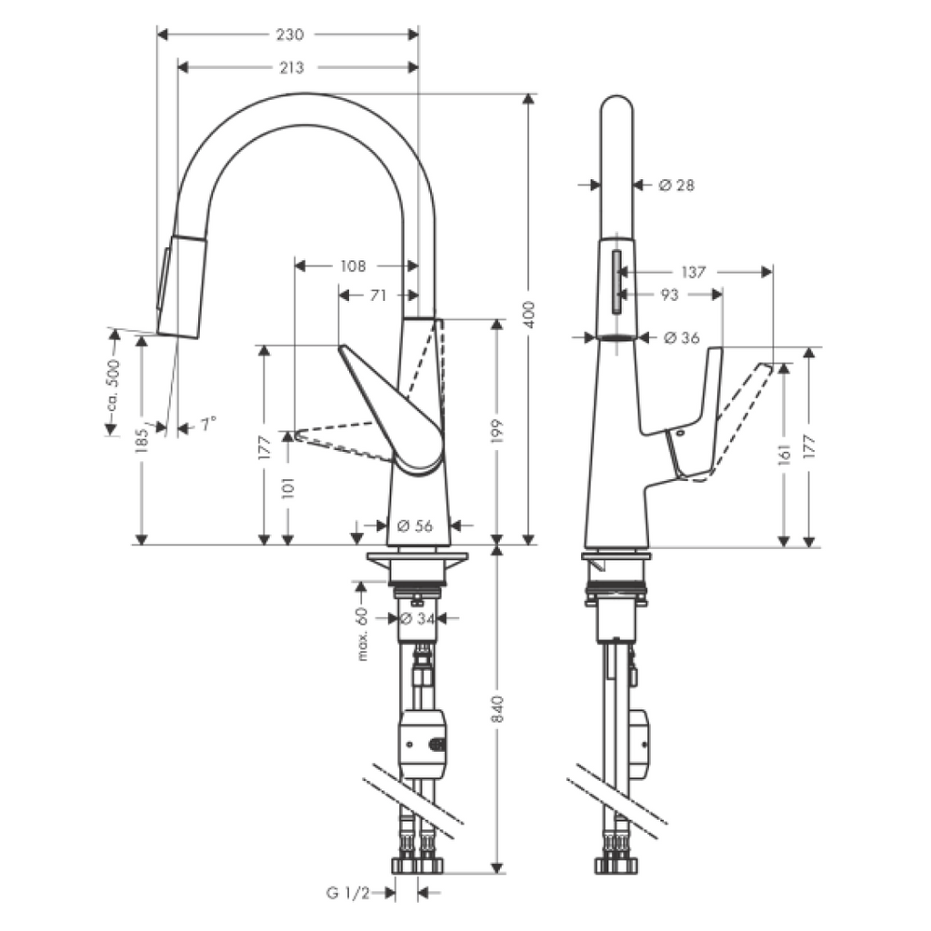 Hansgrohe Talis M51 Pull-Out 2jet Sink Mixer - Chrome 72813003