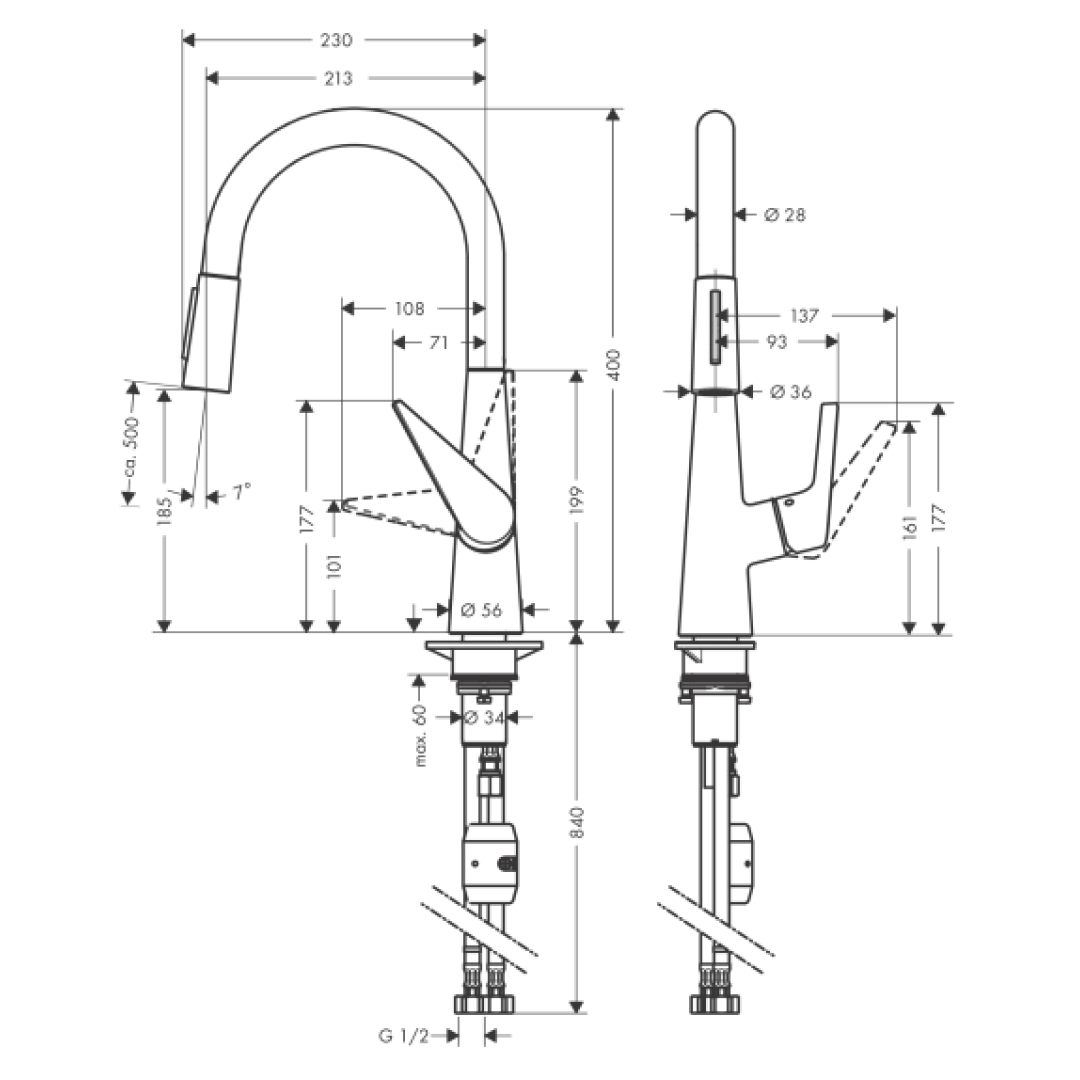 Hansgrohe Talis M51 Pull-Out 2jet Sink Mixer - Chrome 72813003