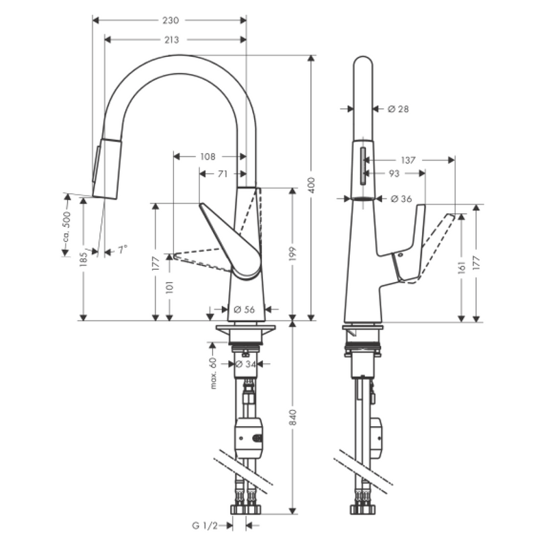 Hansgrohe Talis M51 Pull-Out 2jet Sink Mixer - Chrome 72813003