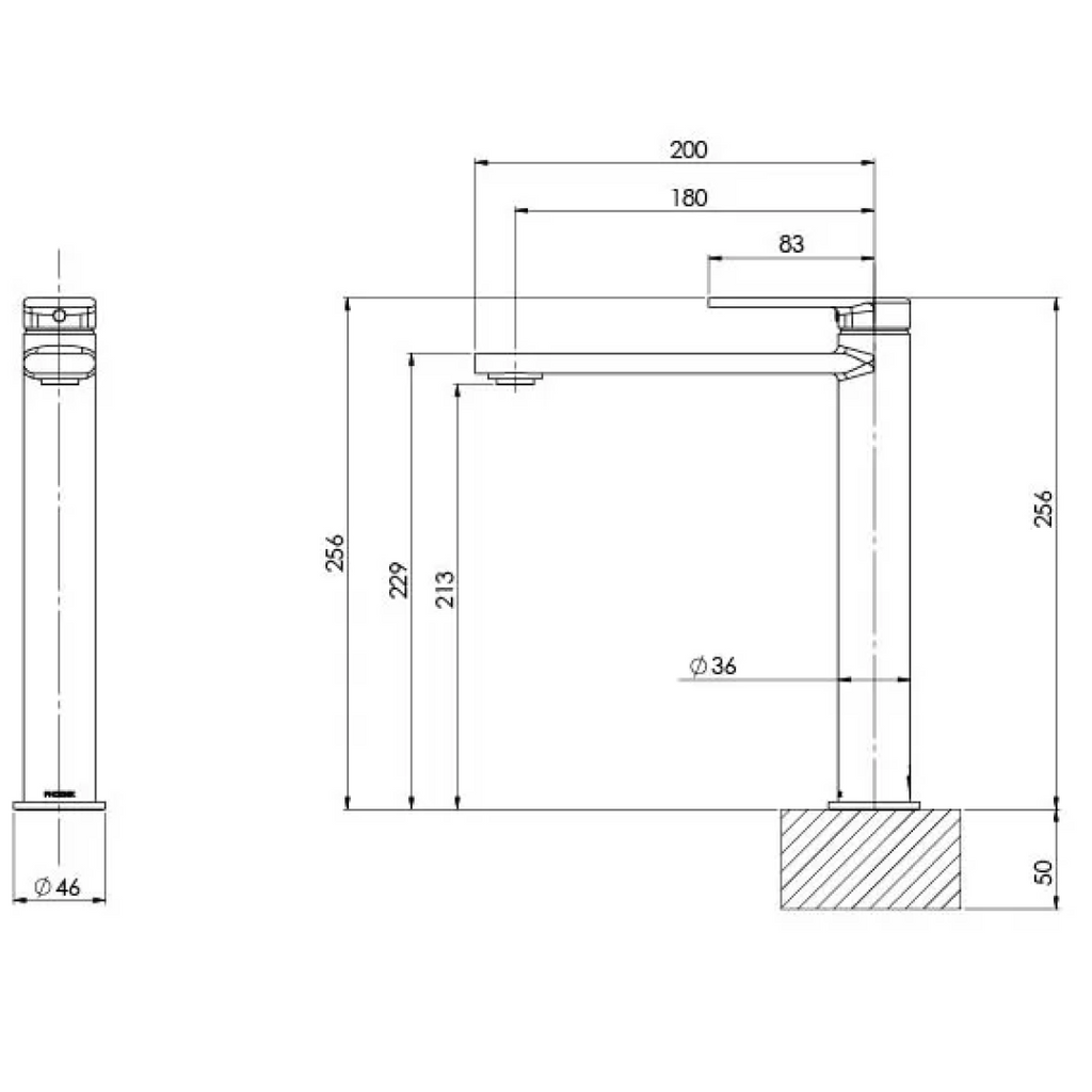 Phoenix Teel Vessel Basin Mixer - LF Matte Black - 118-7900-10-1