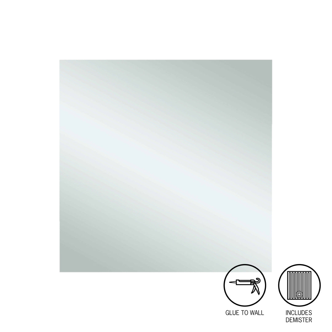 Thermogroup Jackson 750 Square Polished Edge Mirror - Glue-to-Wall & Demister - JS7575GTD