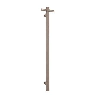 Thermorail Round 900 Non-Heated Vertical Single Towel Rail - UVS900HBR Brushed Stainless Steel