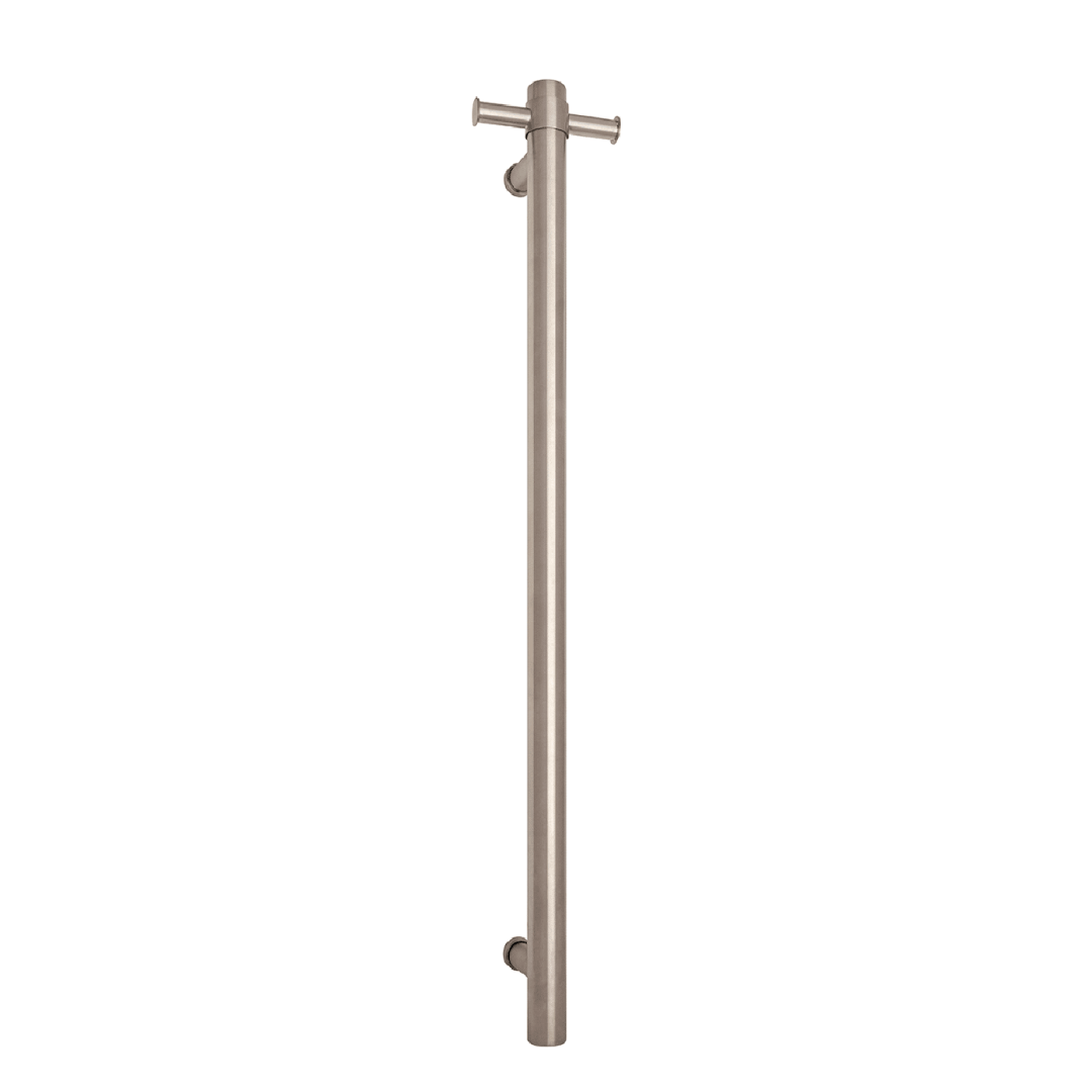Thermorail Round 900 Non-Heated Vertical Single Towel Rail - UVS900HBR Brushed Stainless Steel