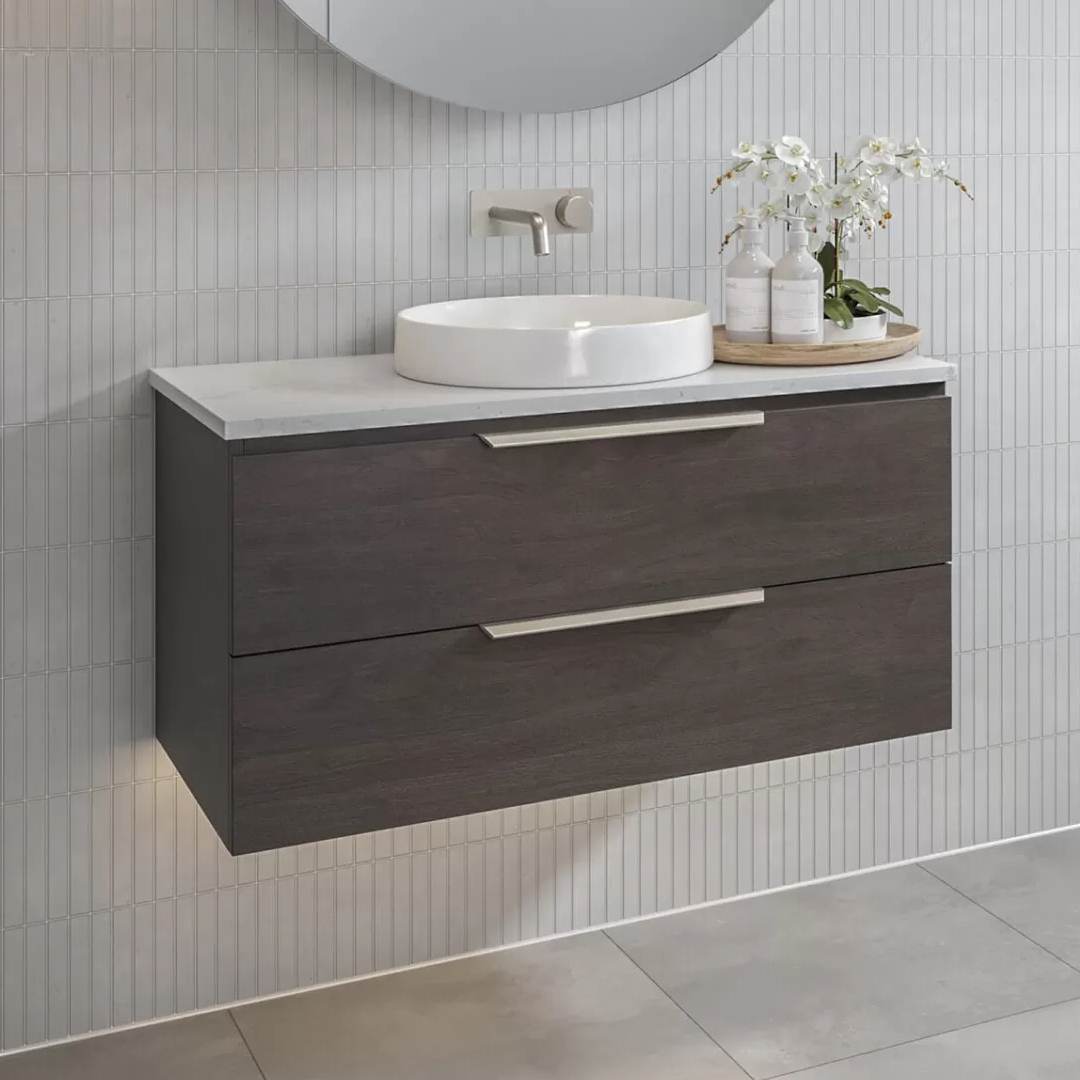 Timberline Ashton 900mm Wall Hung Vanity Perugian Walnut