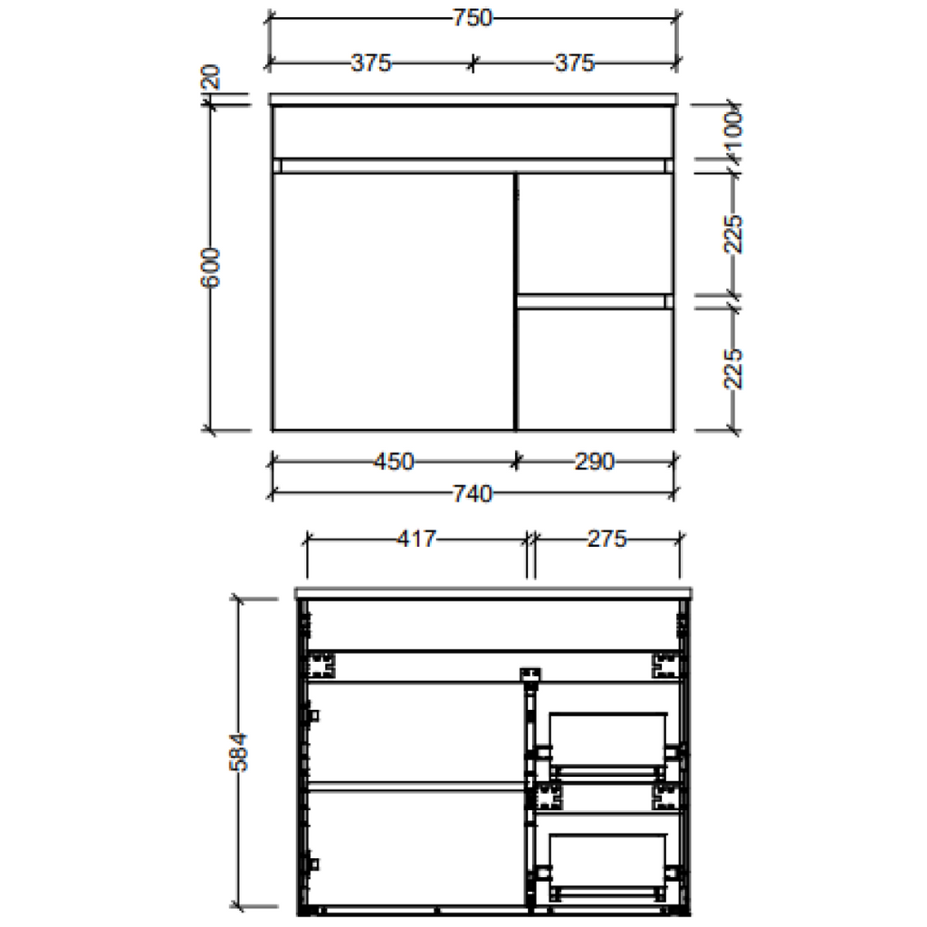 Timberline Bargo 750mm Wall Hung Vanity - Prime Oak - BARV750CAPHW