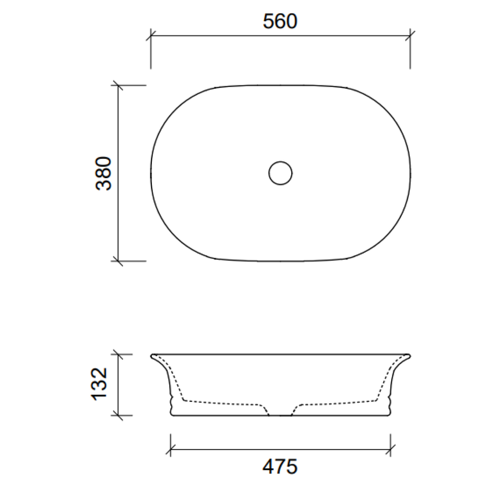 Timberline Bonnie Above Counter Basin - Gloss White - BONBS560WGS
