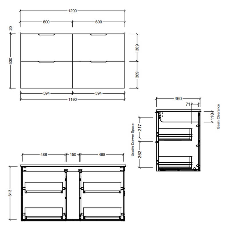 Timberline x Shaynna Blaze Caprio 1200mm Wall Hung Vanity - Stratiss SilkSurface