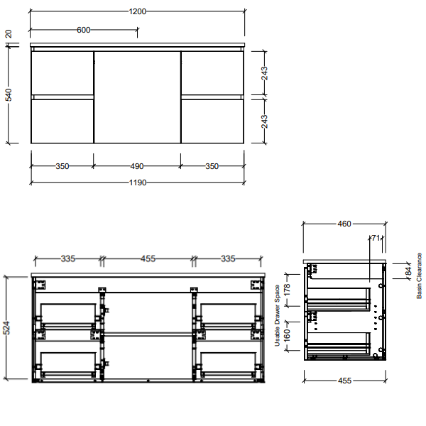 Timberline Carlo 1200mm Wall Hung Vanity - Haven Matt Dolomite Top - CARV1200CHVNW
