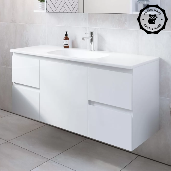 Timberline Carlo 1200mm Wall Hung Vanity - Haven Matt Dolomite Top - CARV1200CHVNW