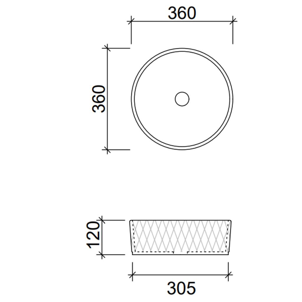 Timberline Diamond Above Counter Basin - Gloss White - DIABS360WGS