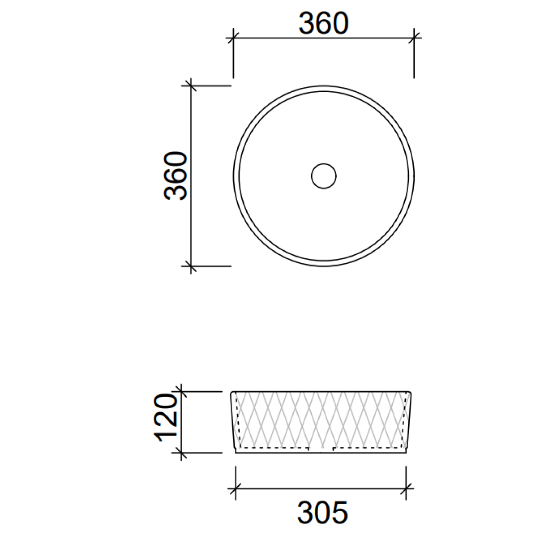 Timberline Diamond Above Counter Basin - Gloss White - DIABS360WGS