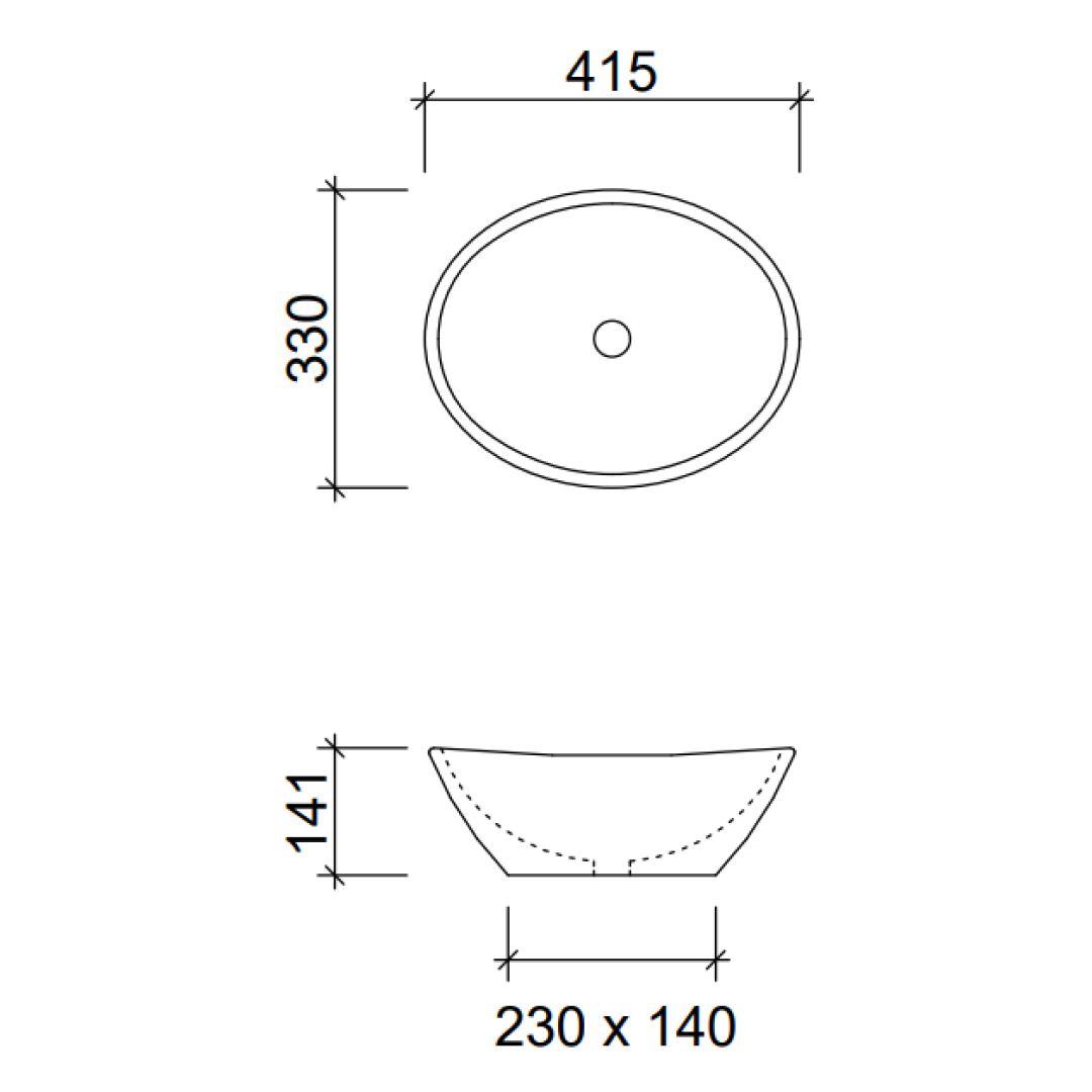 Timberline Elite Above Counter Basin - Gloss White - ELIBS415WGS