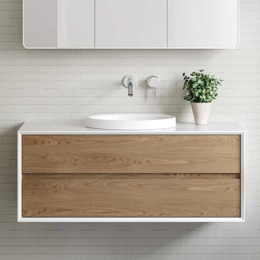 Timberline x Shaynna Blaze Embrace 1200mm Wall Hung Vanity - Arctic White SilkSurface - EMB-V-1200-C-SSA-W
